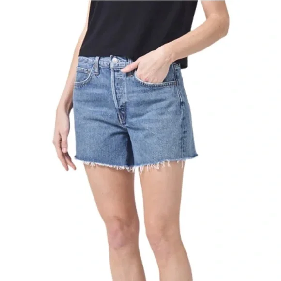 Agolde Parker Long Jean Shorts - Picture 1 of 9